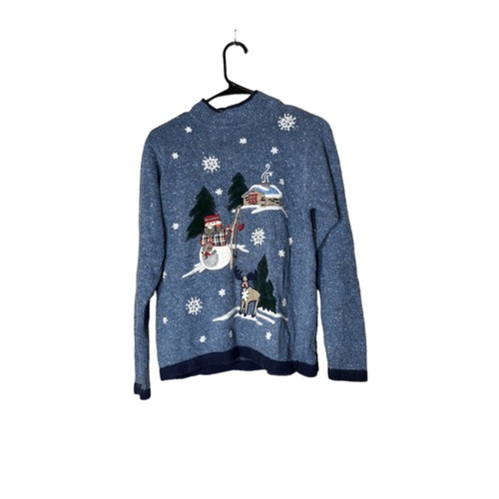 Vintage Victoria Jones Petite Ugly Christmas Sweater Embroidered Size Medium Pet